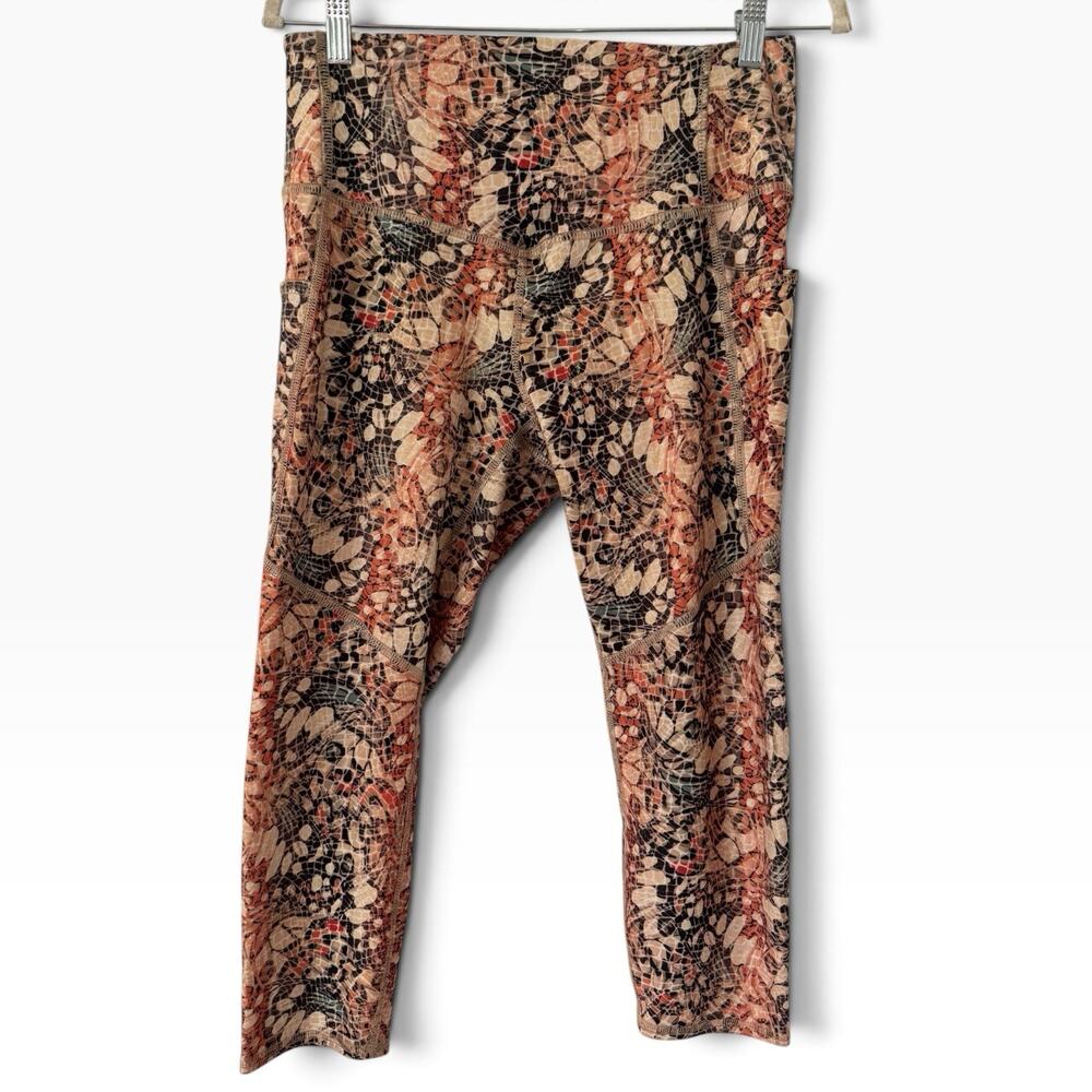 Evolution And Creation Brown Abstract Snakeskin Leggings Women’s Large Boho